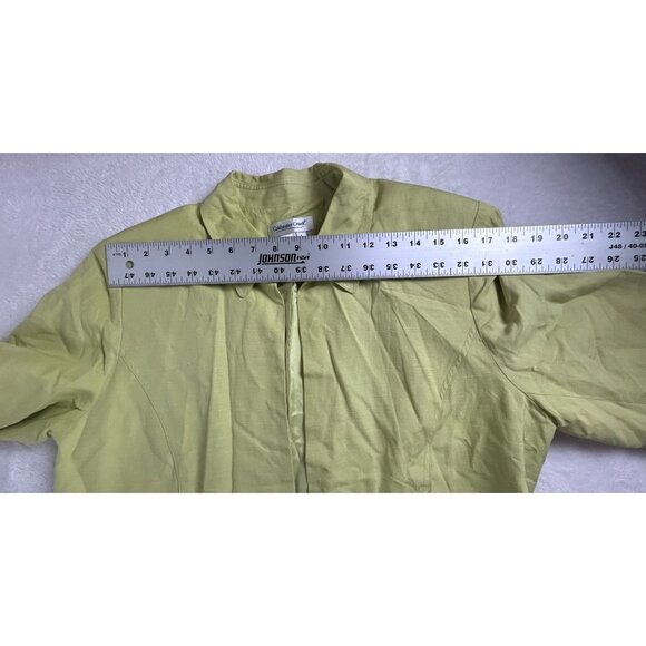 Coldwater Creek Womens Green Silk Linen Open Front Blazer Jacket Large Casual - Picture 5 of 8